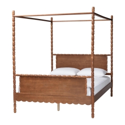 Baxton Studio Danette Bobbin Wood Canopy Bed, Queen
